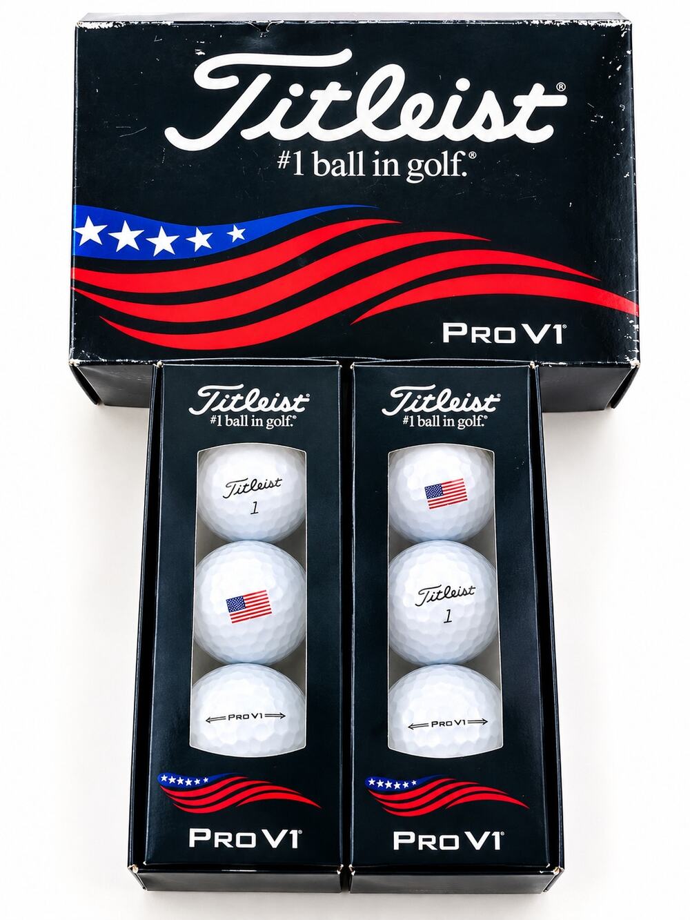 Titleist Pro V1 Patriotic USA American Flag Golf Balls –6-Pack – Original Box